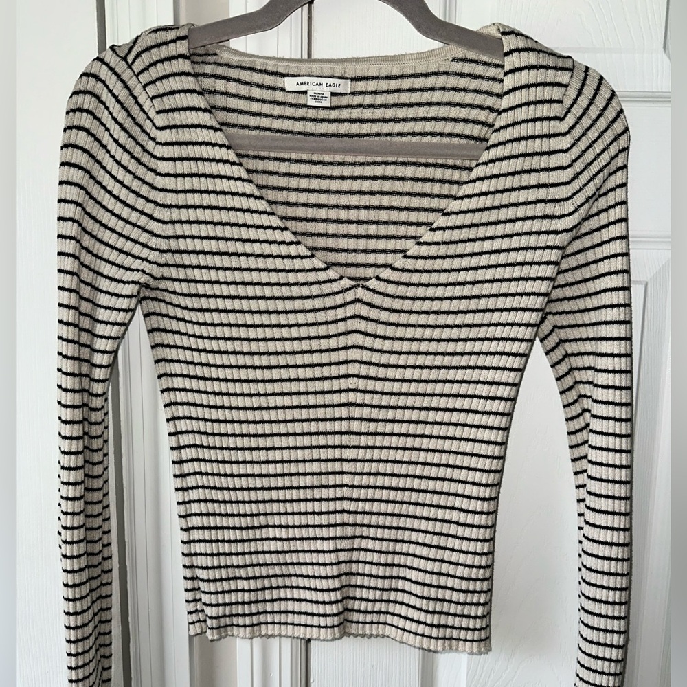 American Eagle Outfitters Black and White Striped 90s top